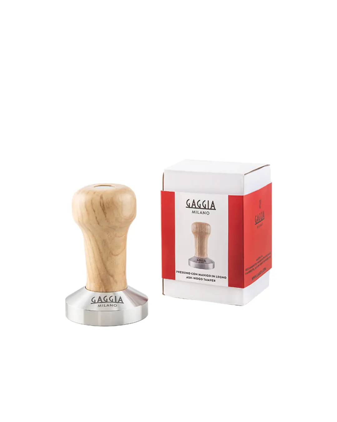 GAGGIA ТАМПЕР ОД НЕРЃОСУВАЧКИ ЧЕЛИК СО РАЧКА ОД ASH WOOD