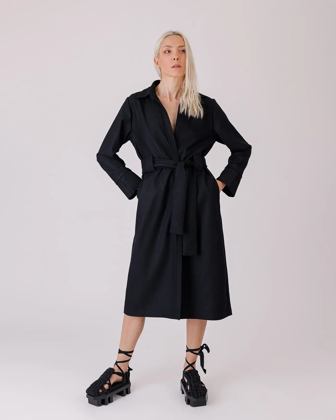 Black Wool Coat/Dress thumb 3