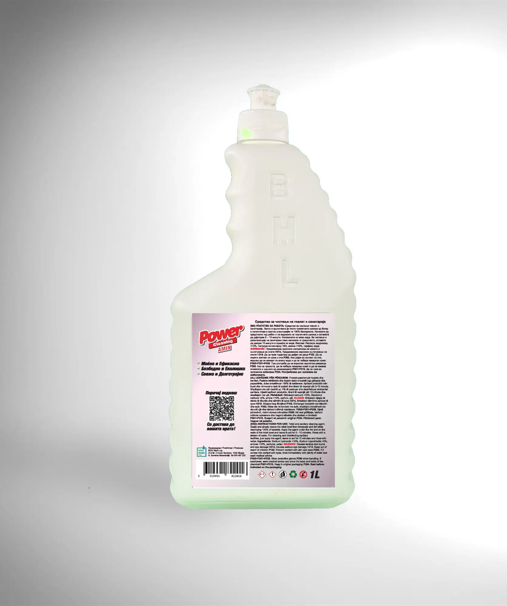 Power Cleaning Amin средство за чистење и дезинфекција на тоалет и санитарија. 1 литар thumb 2