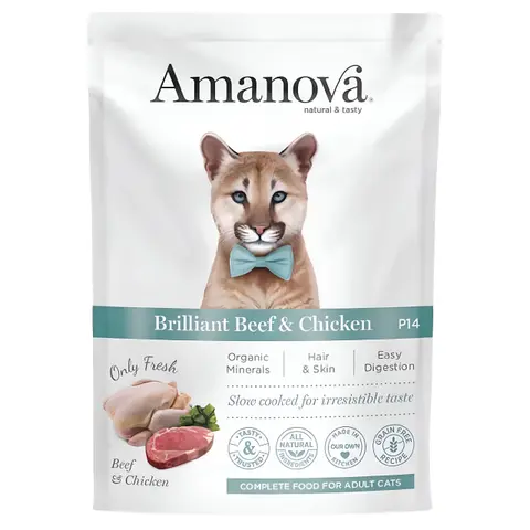 Amanova Adult Cat – Brilliant Beef & Chicken [Кесички 12x85гр]