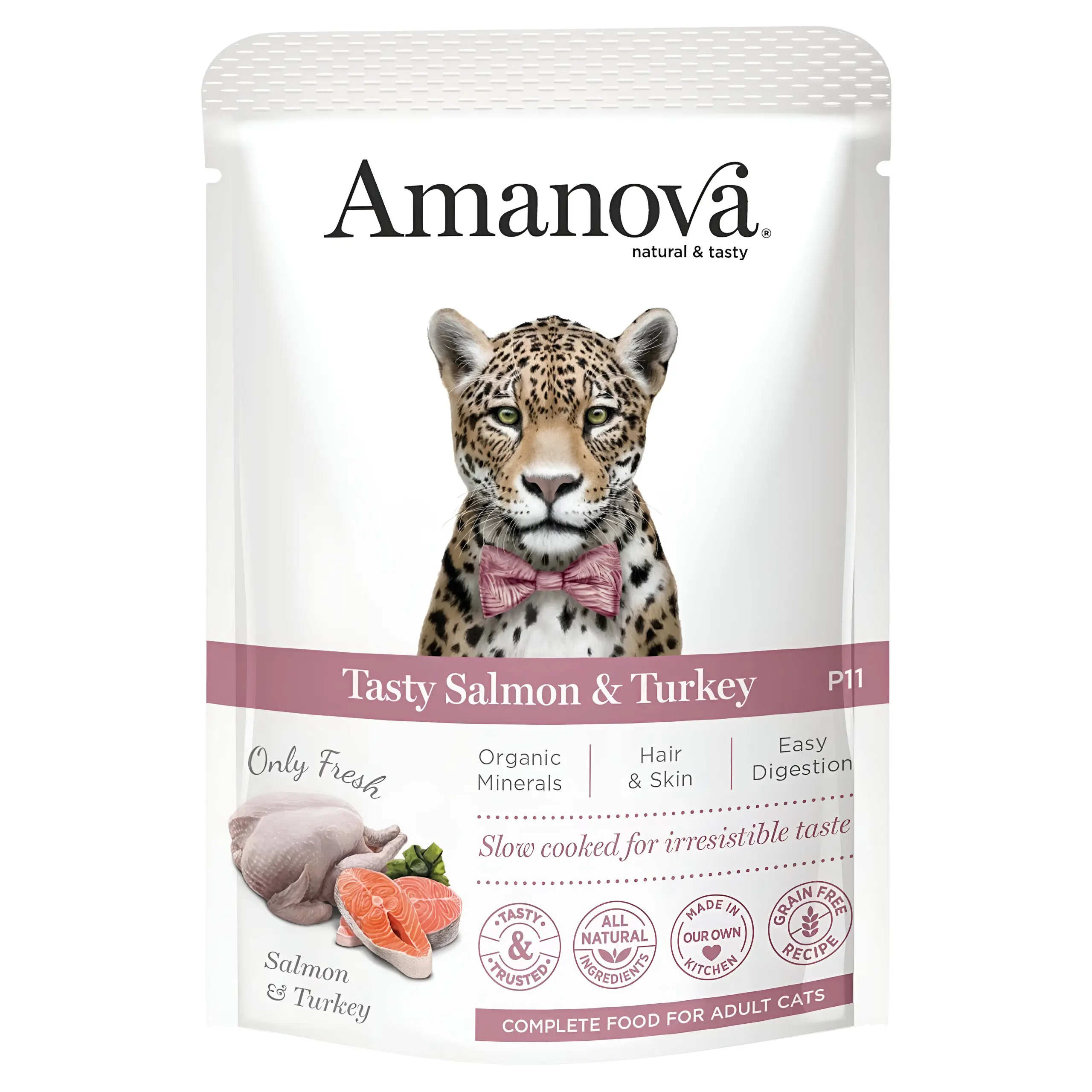 Amanova Adult Cat Tasty Salmon & Turkey [Кесички 12x85гр]