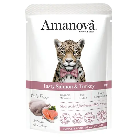 Amanova Adult Cat Tasty Salmon & Turkey [Кесички 12x85гр]