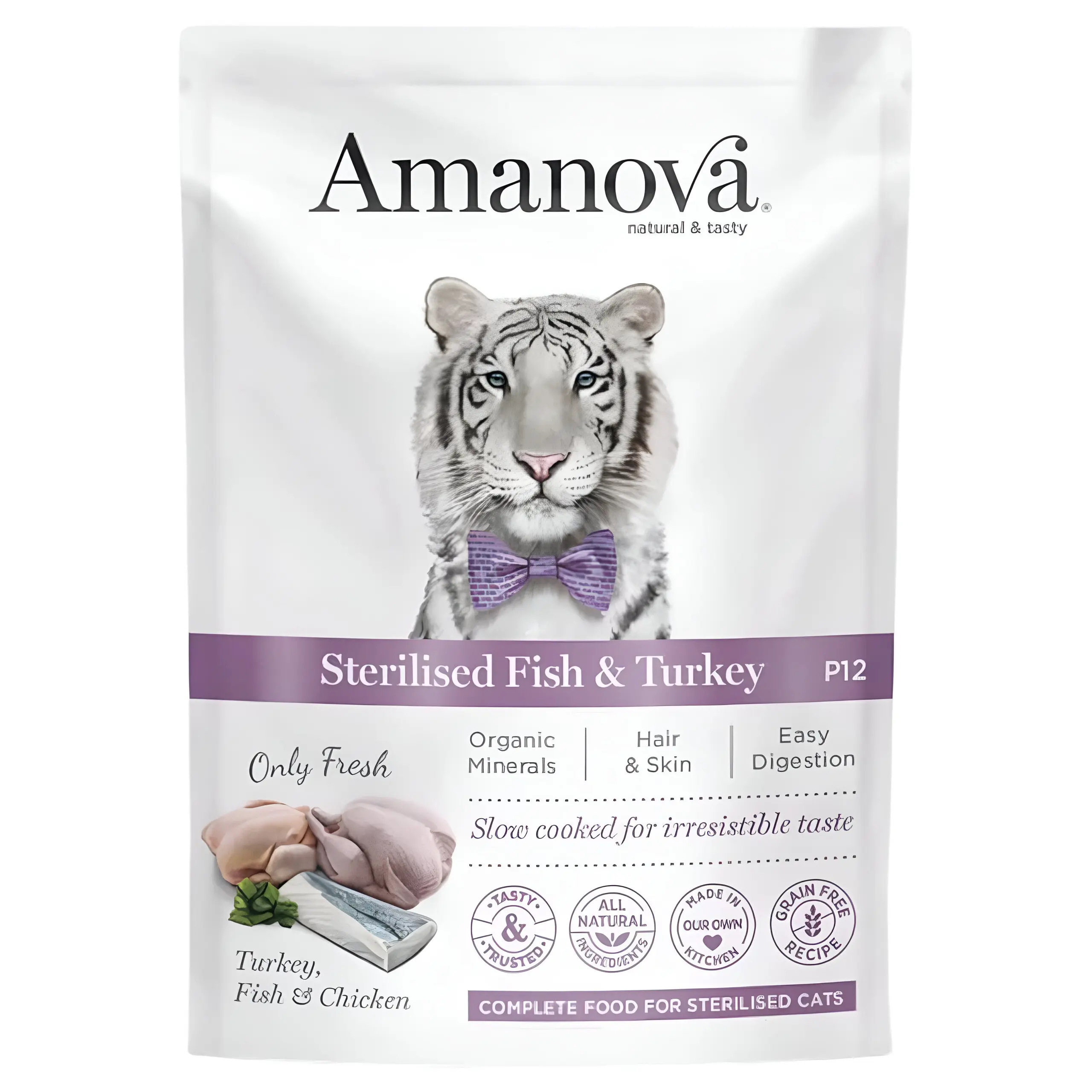 Amanova Sterilised Cat – Fish & Turkey [Кесички 12x85гр]