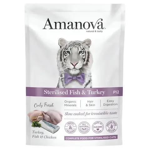 Amanova Sterilised Cat – Fish & Turkey [Кесички 12x85гр]