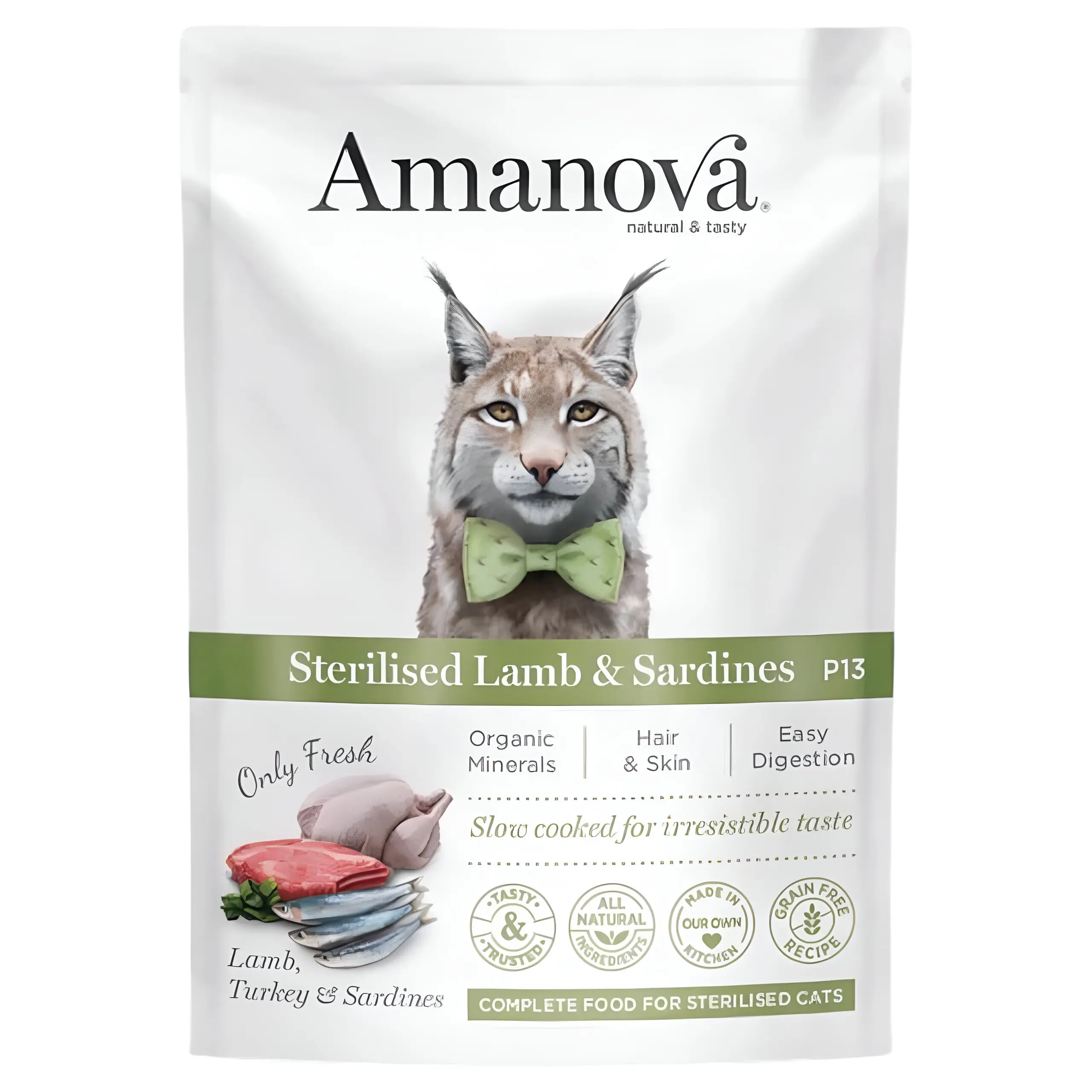 Amanova Sterilised Cat – Lamb & Sardines [Кесички 12x85гр]