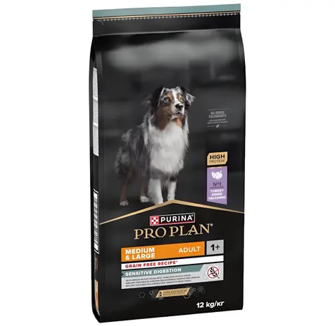 Purina Pro Plan Medium ADULT Sensitive Digestion (Grain Free) Крекери со Мисирка [Вреќа 12кг]