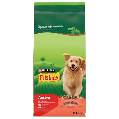 Purina Friskies Active Крекери со Говедско [Вреќа 15кг]