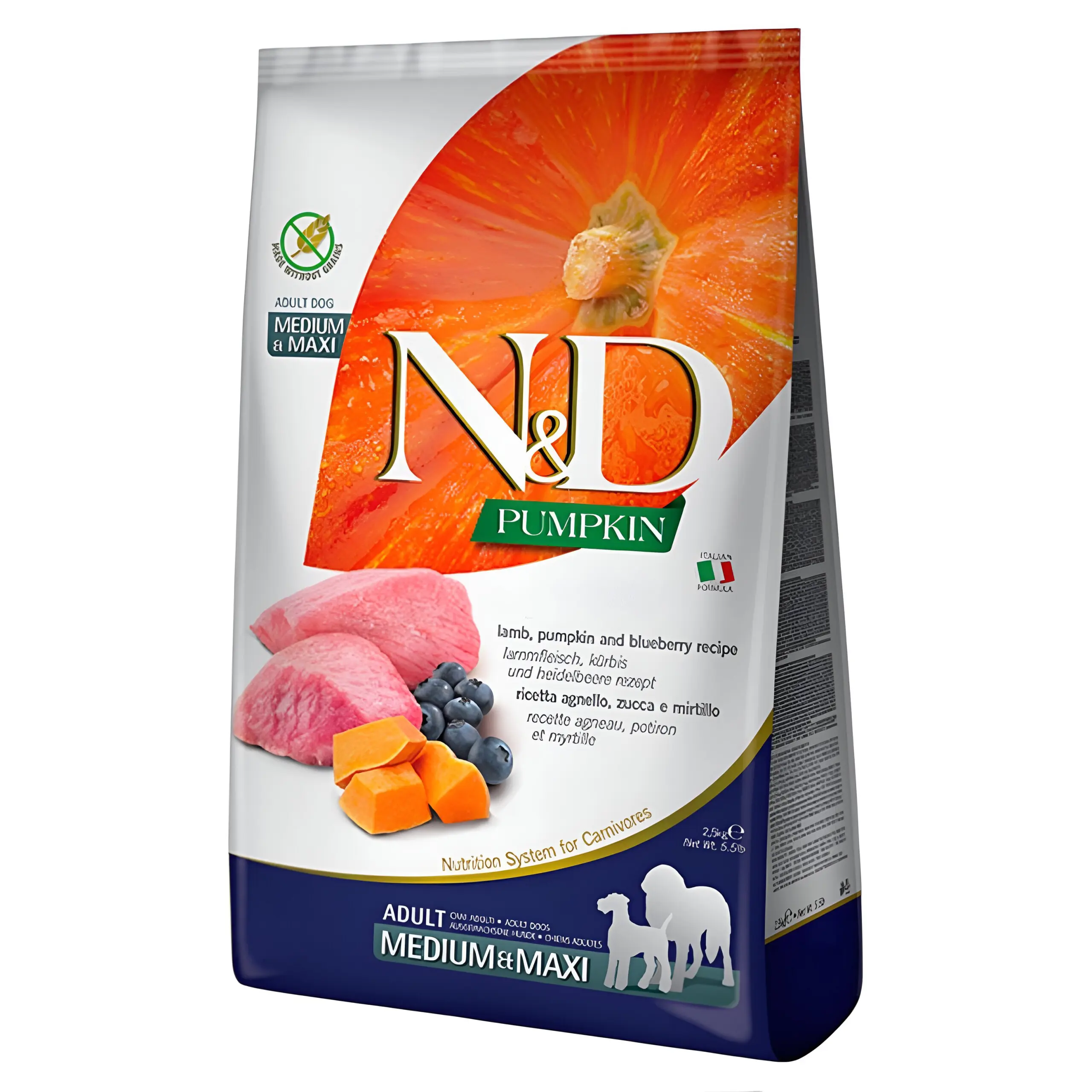 N&D Pumpkin Adult Medium & Maxi Гранули со Јагнешко и Боровинки [Вреќа 12кг]