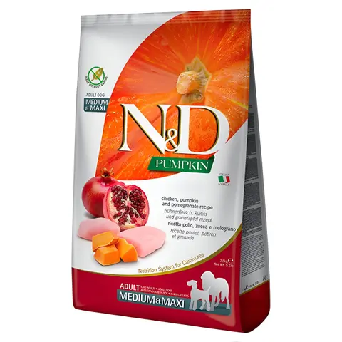 N&D Pumpkin Adult Medium & Maxi Гранули со Пилешко и Калинка [Вреќа 12кг]