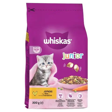 Whiskas Junior Брикети со Пилешко и зеленчук [Вреќа 300г]