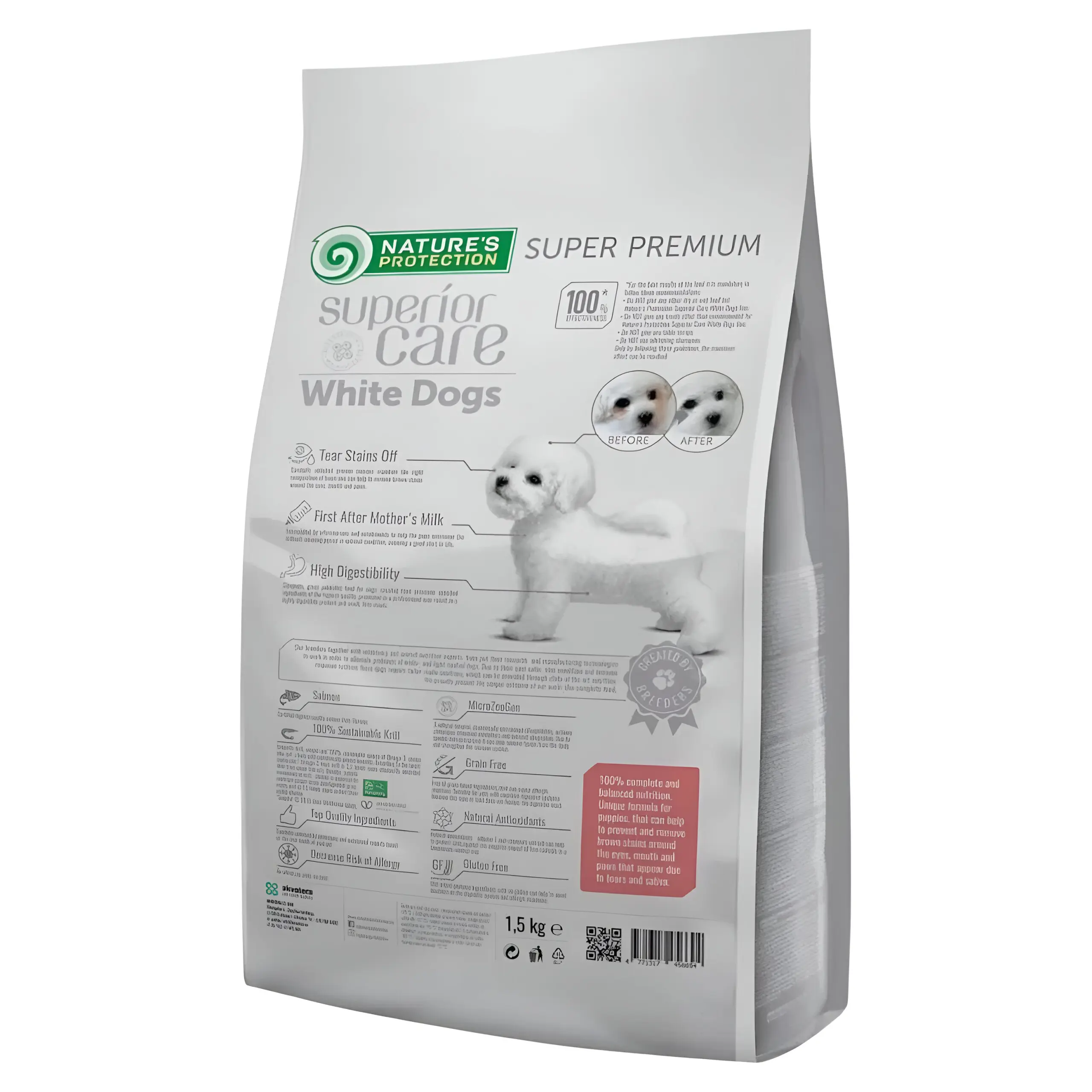 Nature’s Protection Superior Care White Dogs Grain Free Salmon Starter [Вреќа 1,5кг] thumb 2