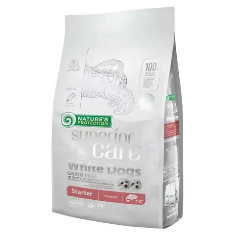 Nature’s Protection Superior Care White Dogs Grain Free Salmon Starter [Вреќа 1,5кг]