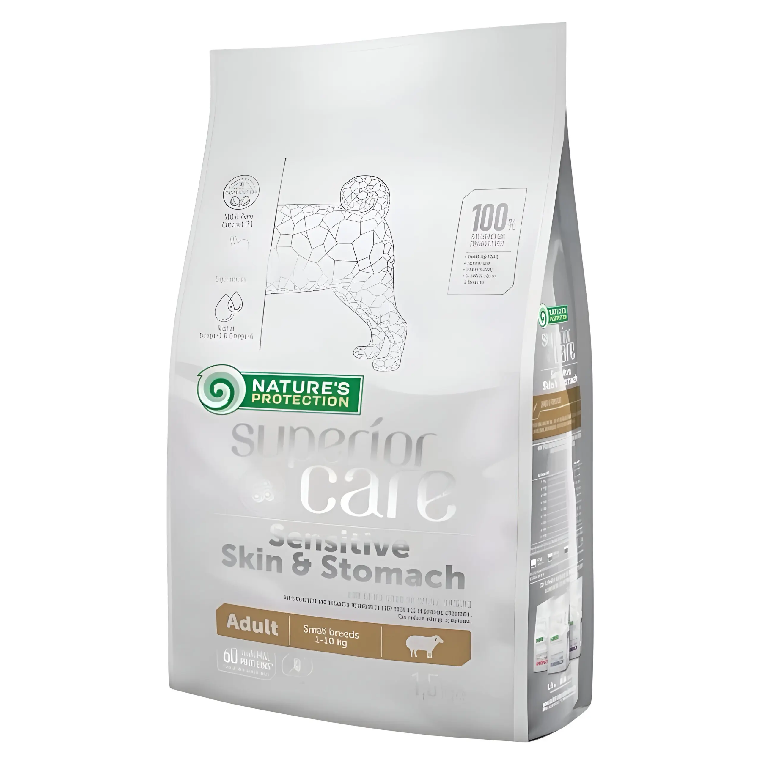 Nature’s Protection Superior Care Sensitive Skin and Stomach with Lamb For Adult small dogs [Вреќа 1,5кг]