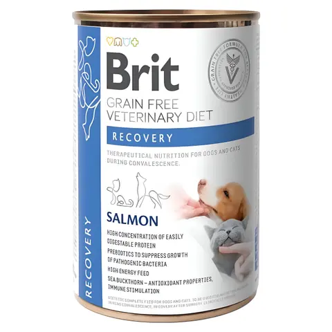 Brit Veterinary Diet Recovery - Комплетна диетална храна за кучиња и мачки – за нутритивно обновување и регенерација [Конзерва 400гр]