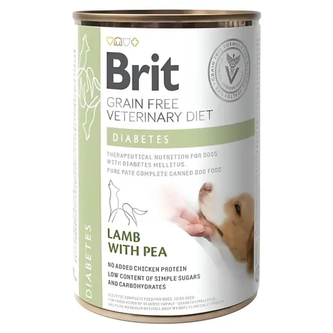 Brit Veterinary Diet Dog Diabetes - Комплетна диетална храна за кучиња – за регулирање на нивото на гликоза  [Конзерва 400гр]