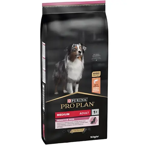 Purina Pro Plan Medium ADULT Sensitive Skin Крекери со Лосос [Вреќа 14кг]