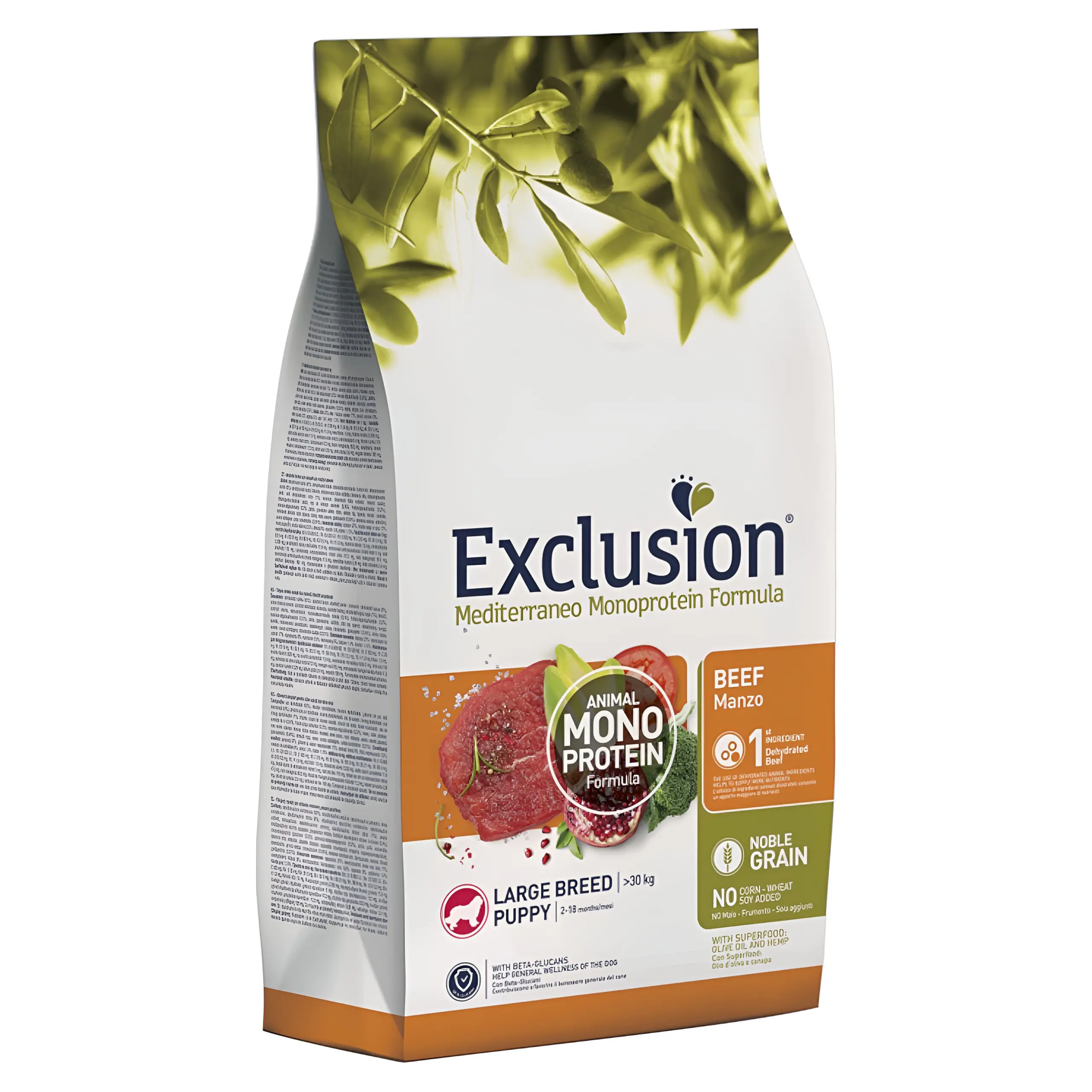 Exclusion Puppy Large Сува храна за Кученца во раст од Голем раст со Говедско и зеленчук [Вреќа 12кг]