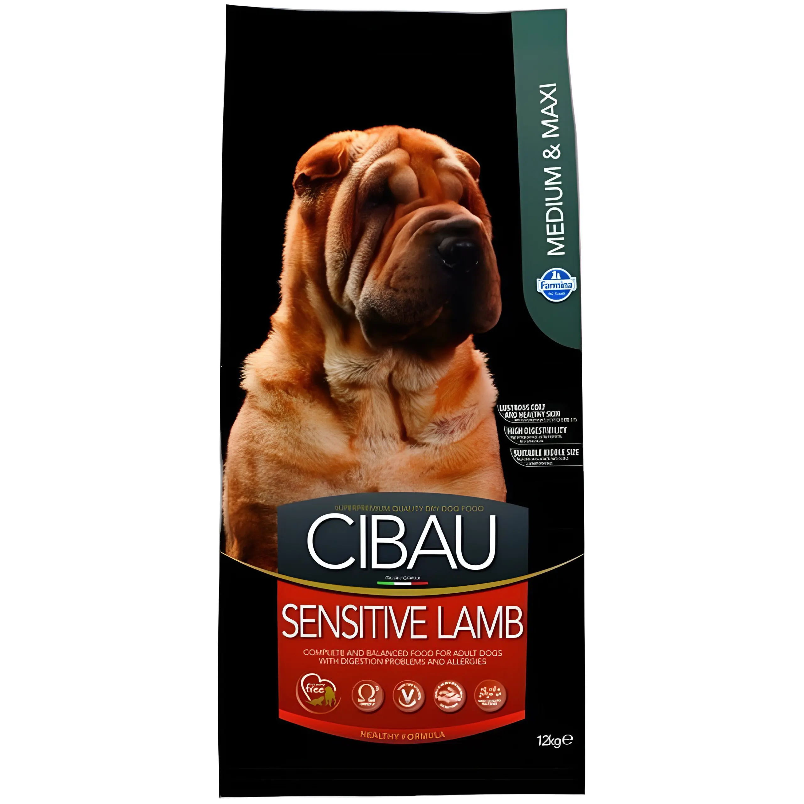 Cibau Sensitive Lamb Medium & Maxi Сува храна за Возрасни кучиња од Среден и Голем раст со Јагнешко,Ориз и Риба [Вреќа 12кг]