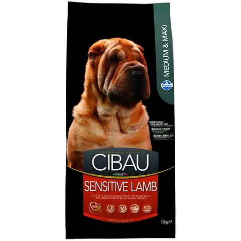 Cibau Sensitive Lamb Medium & Maxi Сува храна за Возрасни кучиња од Среден и Голем раст со Јагнешко,Ориз и Риба [Вреќа 12кг]