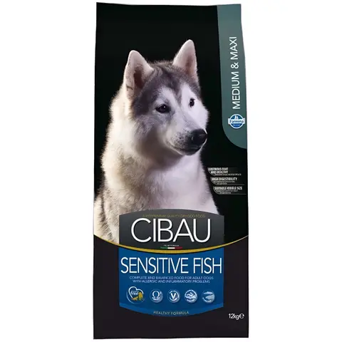 Cibau Sensitive Fish Medium & Maxi Сува храна за Возрасни кучиња од Среден и Голем раст со Ориз и Риба [Вреќа 12кг]