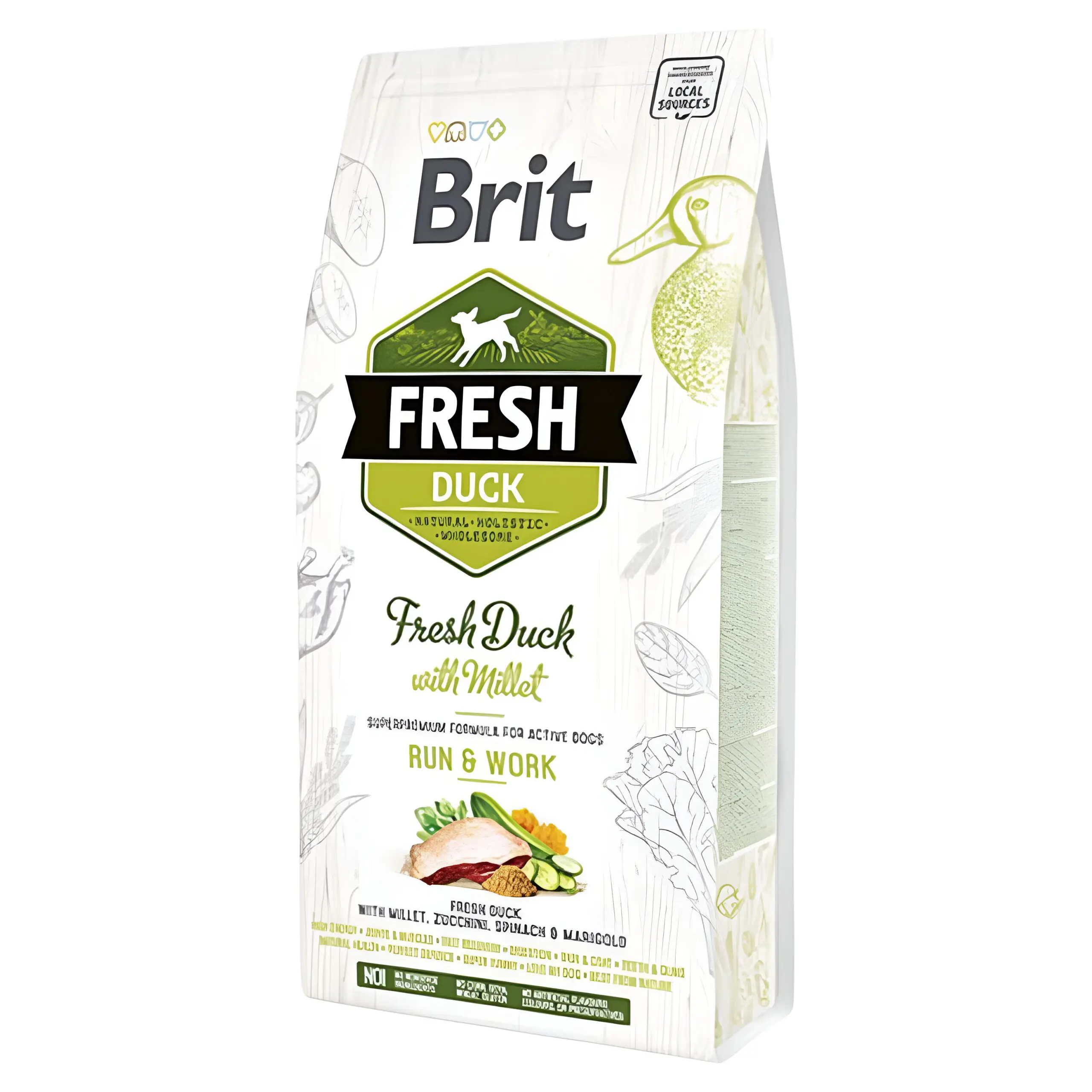 Brit Fresh Duck with Millet Adult Run & Work- Суперпремиум храна адулт со свежо месо [Вреќа 12кг]