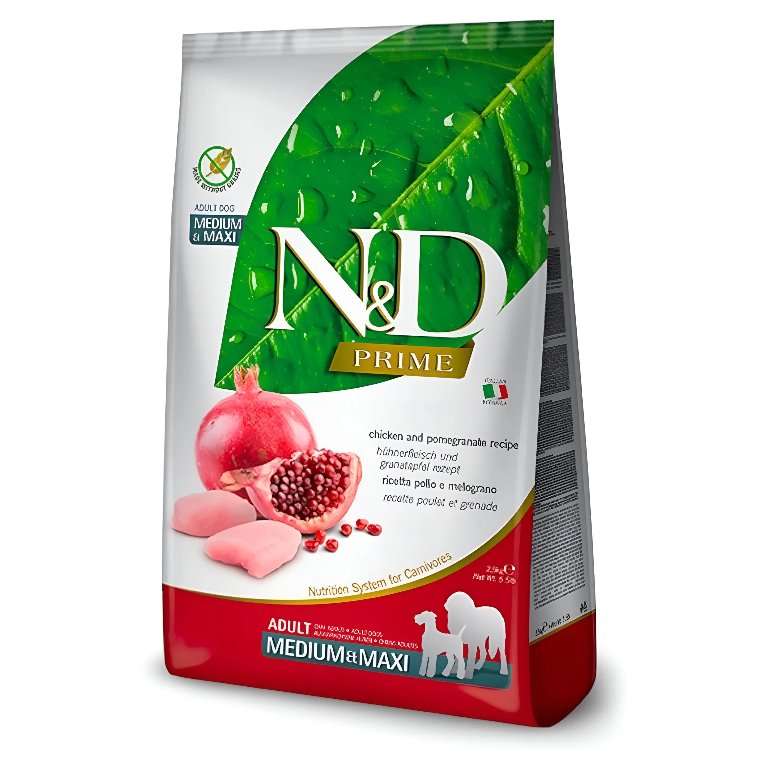 N&D Prime Dog Adult Medium & Maxi Гранули со Пилешко и Калинка [Вреќа 12кг]