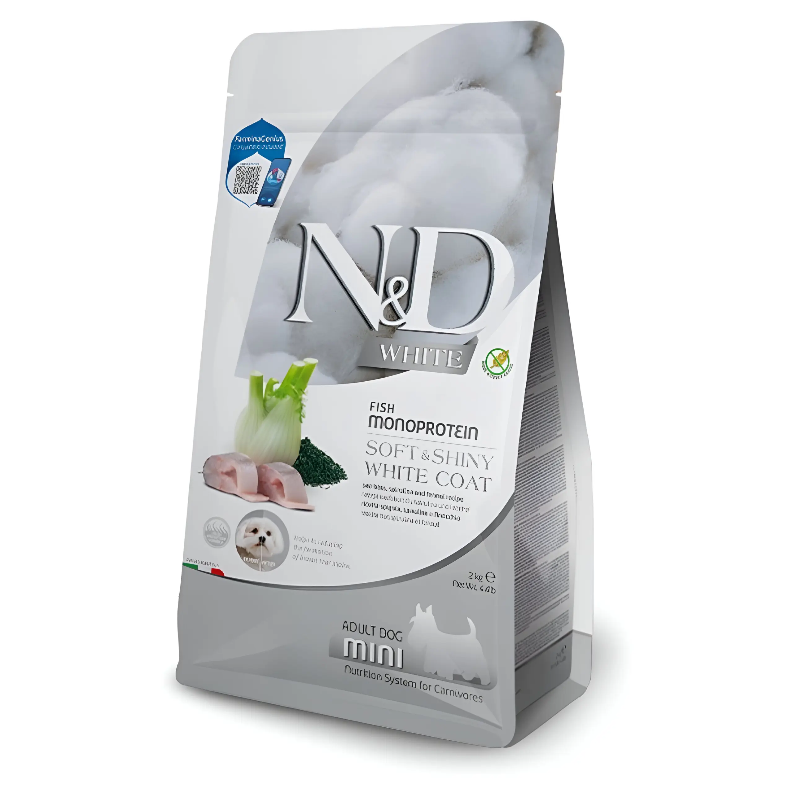N&D White Dog Adult Mini Гранули со Бранцин, Спирулина и Анасон