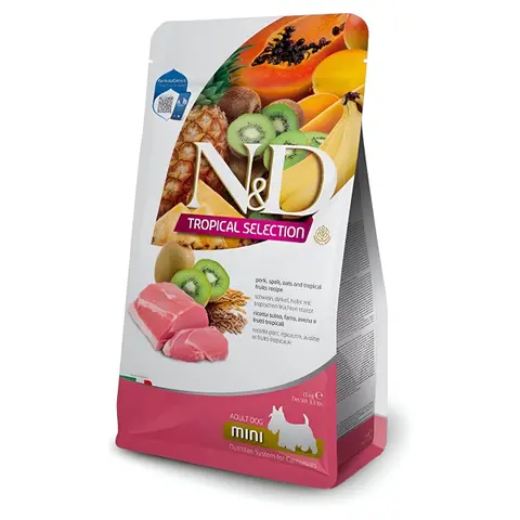 N&D Tropical Selection Adult Mini Гранули со Свинско, Спелта, Овес и Тропско Овошје