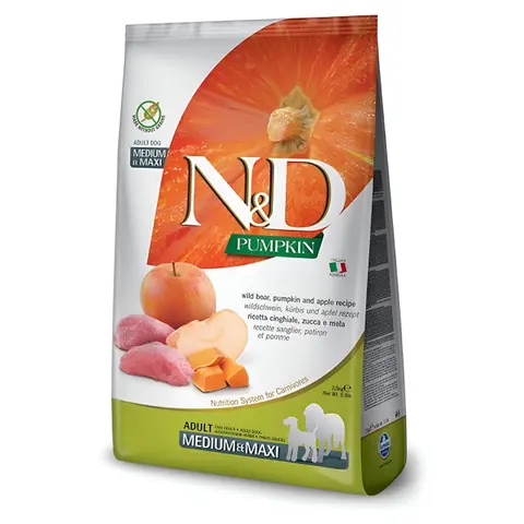 N&D Pumpkin Dog Adult Medium & Maxi Гранули со Дива Свиња и Јаболко [Вреќа 12кг]