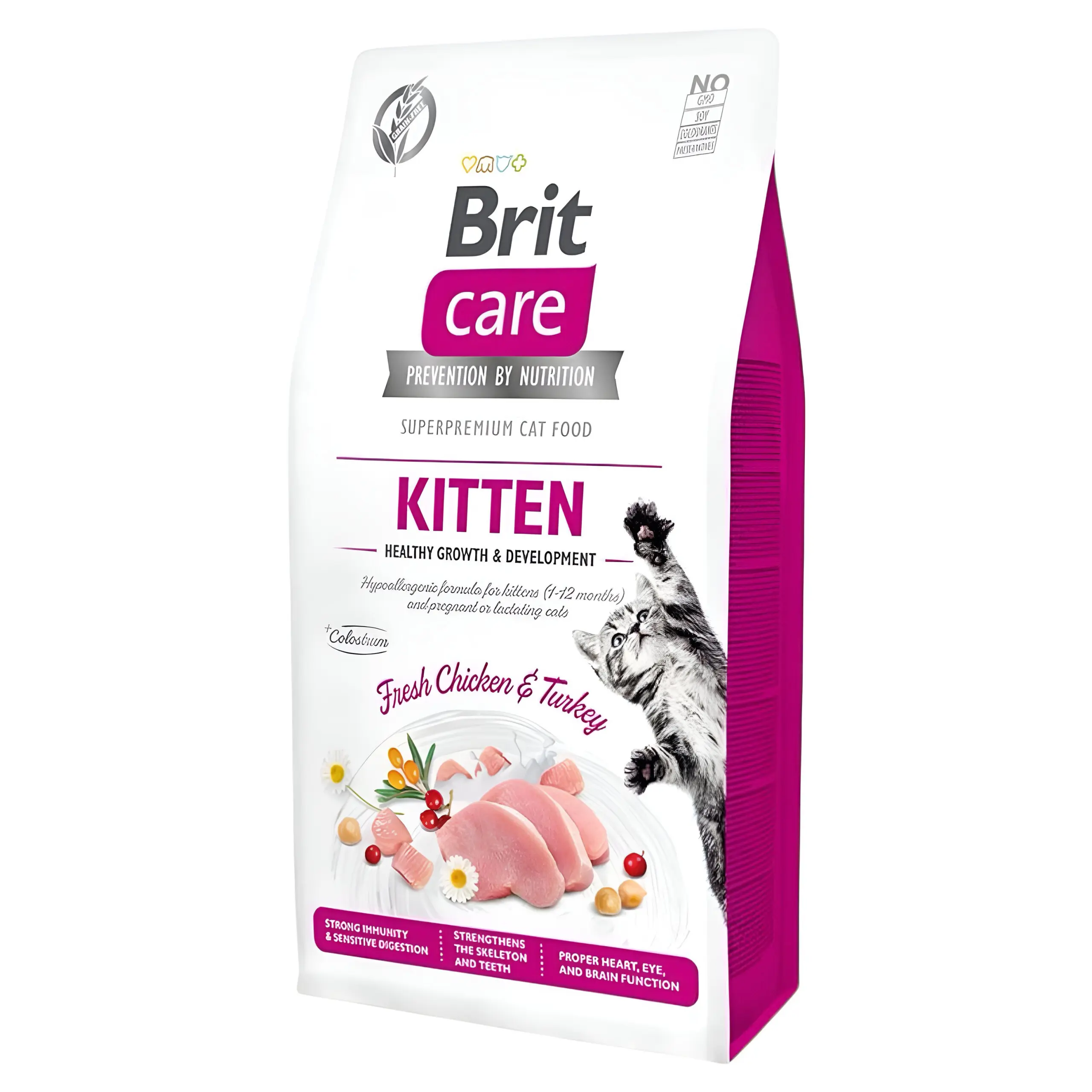 Brit Care Kitten Helthy Growth & Development Гранули со Мисирка и Пилешко [Вреќа 7кг]