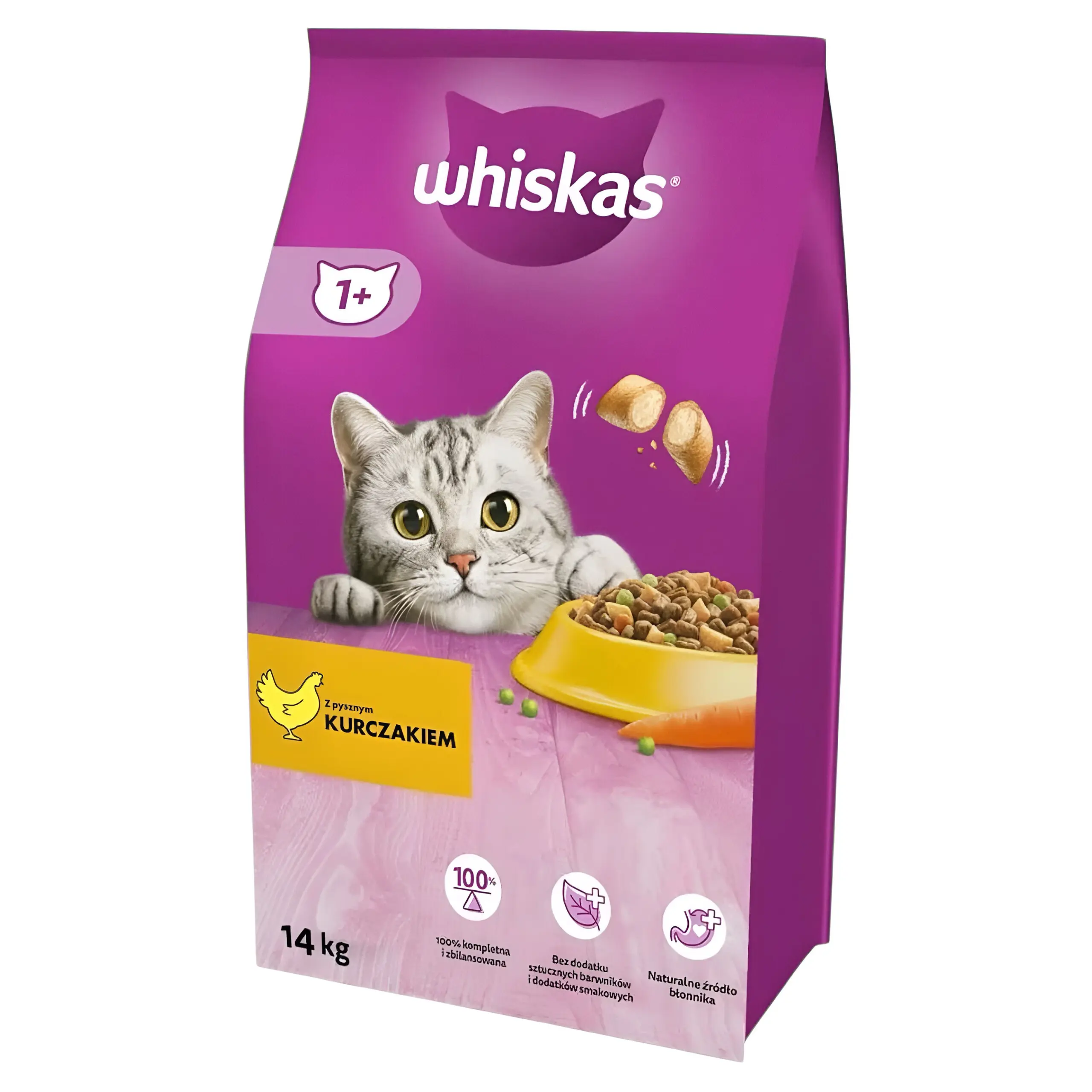 Whiskas 1+ Брикети со Пилешко и зеленчук [Вреќа 14кг]