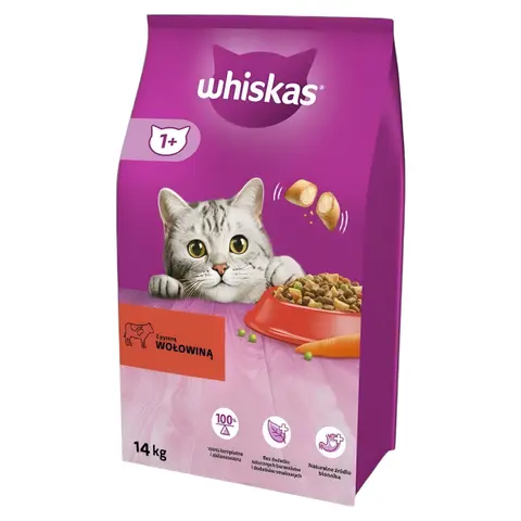 Whiskas 1+ Брикети со Говедско и зеленчук [Вреќа 14кг]