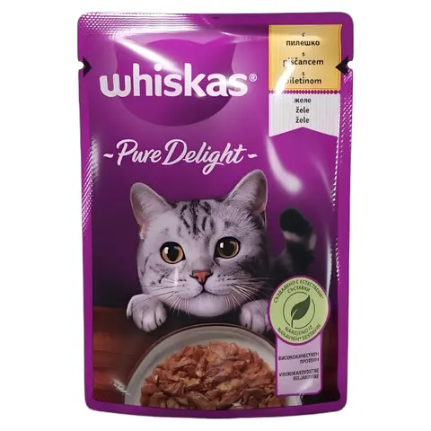 Whiskas Pure Delight Парчиња со Пилешко во желе [Кесичка 85гр]