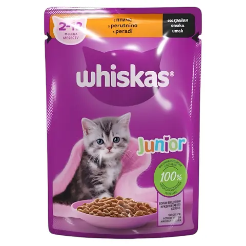 Whiskas Мачиња Парчиња со Живина во сос [Кесичка 85гр]