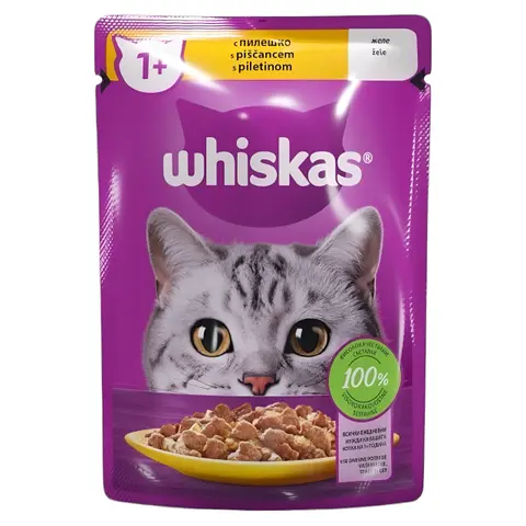 Whiskas 1+ Парчиња со Пилешко во сос [Кесичка 85гр]