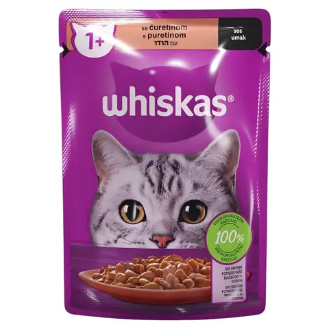 Whiskas 1+ Парчиња со Мисирка во сос [Кесичка 85гр]
