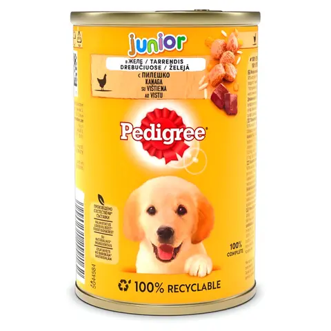 Pedigree Junior Парчиња со Пилешко во желе [Конзерва 400гр]