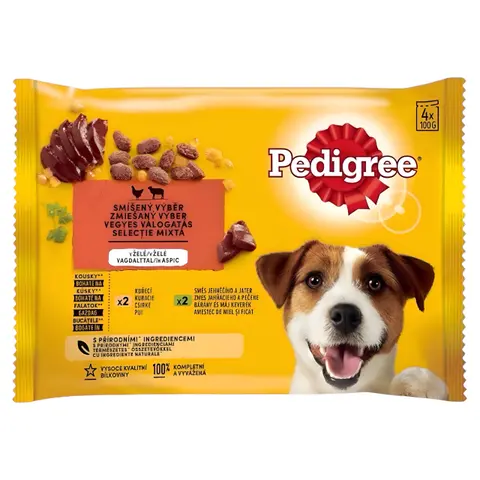 Pedigree Adult Парчиња со Пилешко и Говедско [Кесичка 400гр]