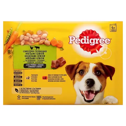 Pedigree Adult Парчиња со Пилешко и Црн дроб [Кесичка 400гр]
