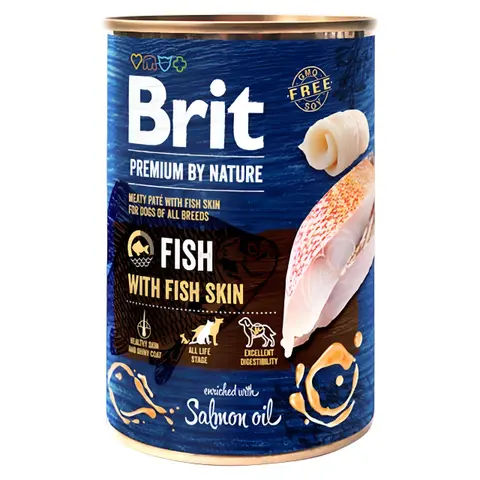 Brit Premium Влажна храна за Возрасни кучиња со Риба и рибина кожа [Конзерва 6x400гр]