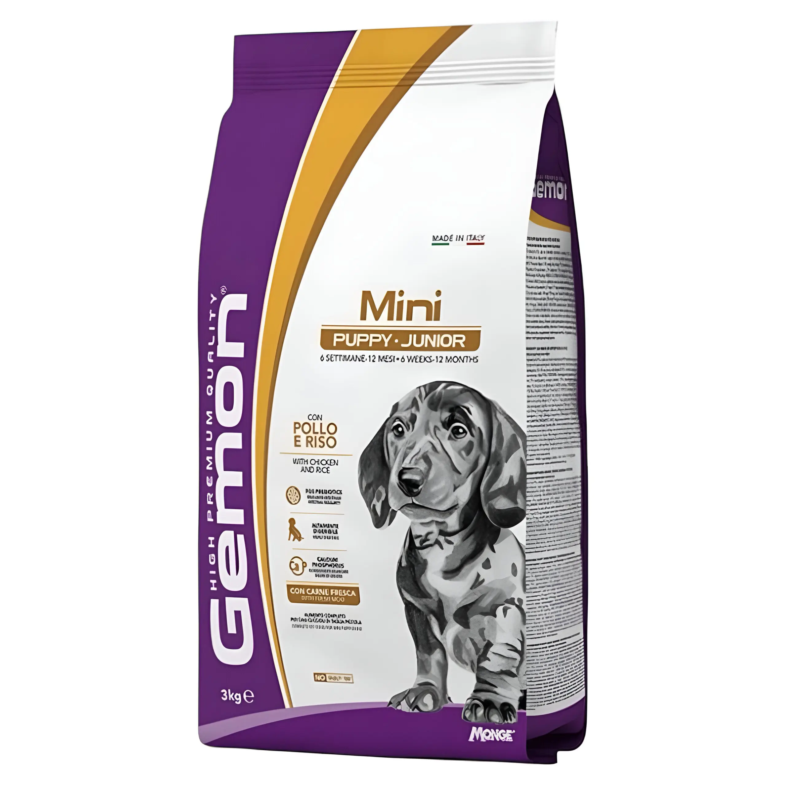 Gemon Mini Puppy&Junior Гранули со Пилешко и Ориз [Вреќа 3кг]