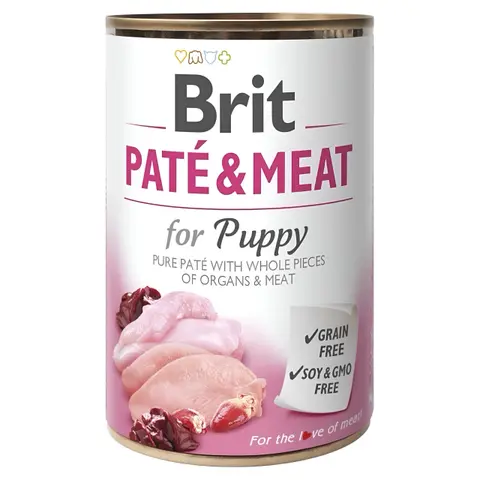 Brit Care Puppy Pate&Meat Влажна храна за Кученца во раст со Пилешко и Мисирка [Конзерва 6x400гр]