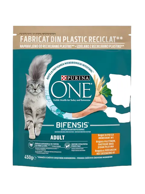 Purina One Adult Парчиња со Пилешко во сос [Кесичка 450гр]
