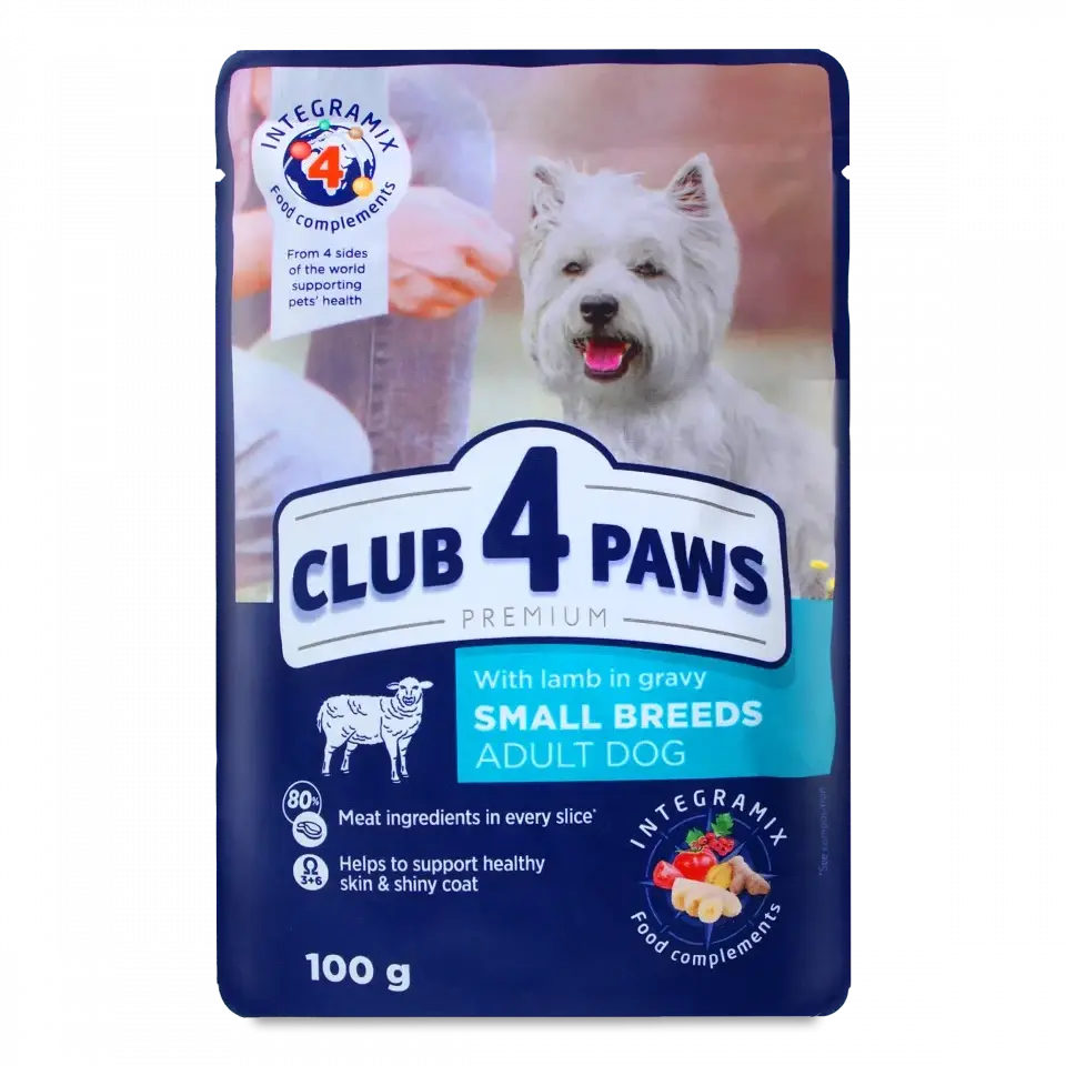 CLUB 4 PAWS Premium "With lamb in gravy" for adult dogs of small breeds thumb 1
