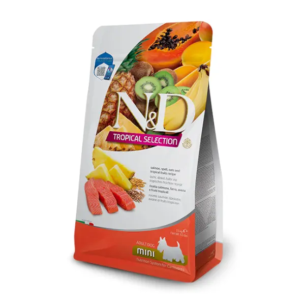 Храна за кучиња Farmina N&amp;D Tropical Selection Salmon, spelt, oats and tropical fruits Adult Mini