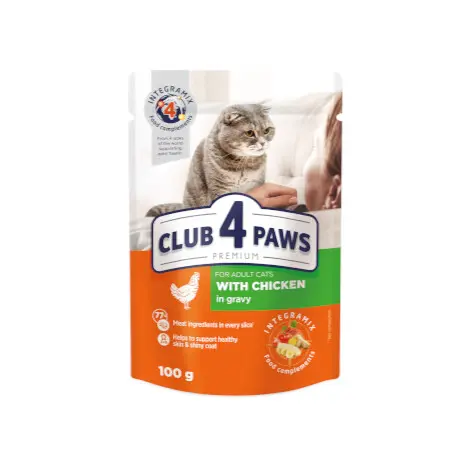 CLUB 4 PAWS PREMIUM for adult cats WITH CHICKEN IN GRAVY thumb 1
