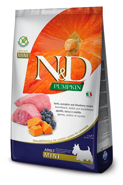 Храна за кучиња Farmina N&amp;D Pumpkin Lamb &amp; Blueberry Adult Mini (Grain Free)