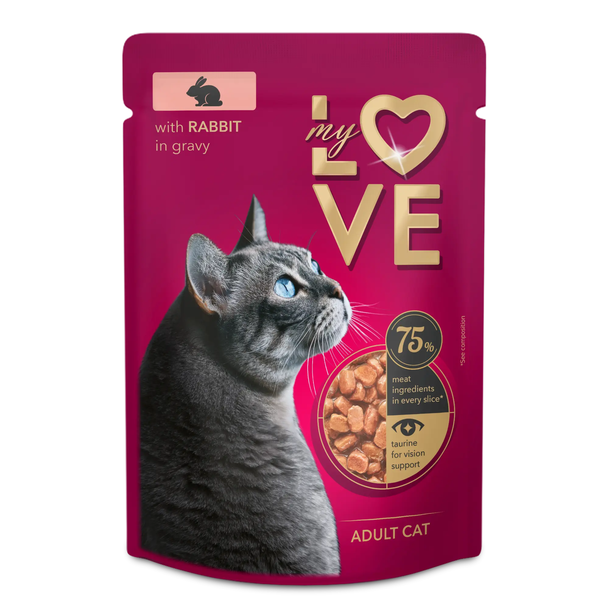 My Love wet food for adult cats with Rabbit in gravy