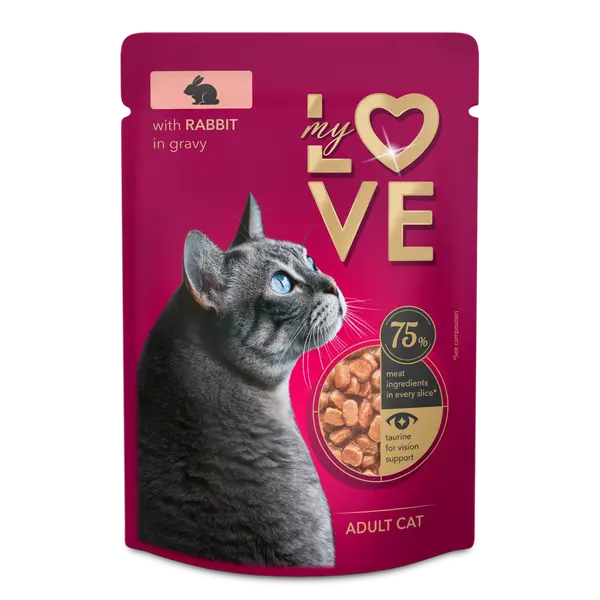 My Love wet food for adult cats with Rabbit in gravy