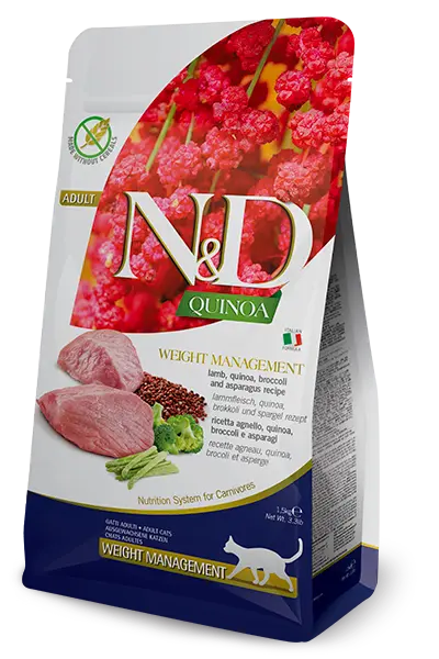 Farmina N&amp;D Adult Quinoa Weight Management Lamb, Quinoa, Broccoli &amp; Asparagus - cat dry food